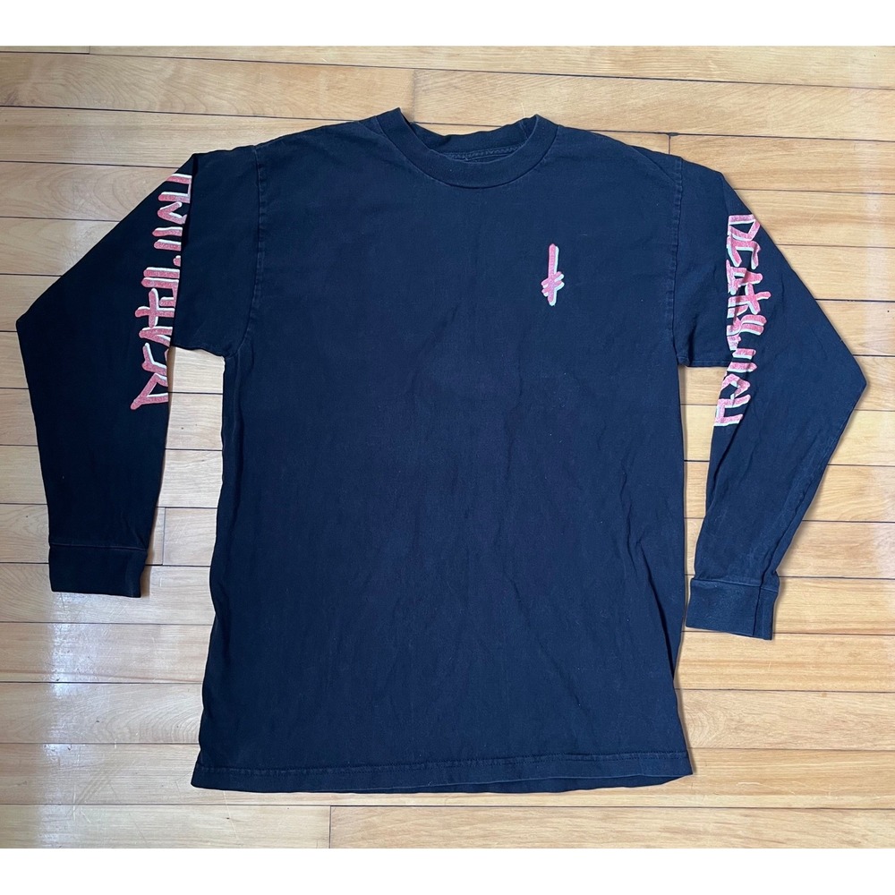 Deathwish Skateboards Mens Black Long Sleeve Graphic T-Shirt Pink Logo Large